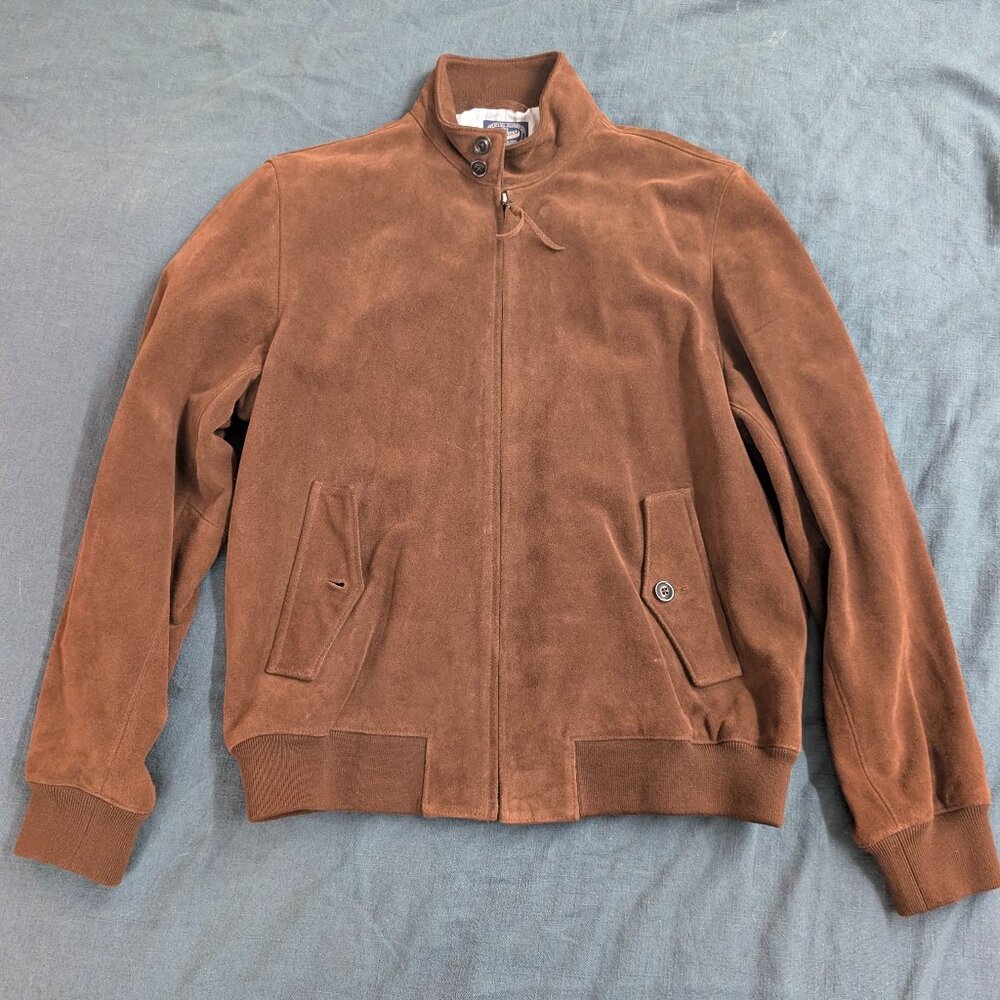 NWT J.Crew Men's Harrington Italian Suede Jacket Aged Mahogany Size Large
